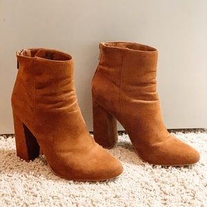 Camel Suede Above Ankle Boots